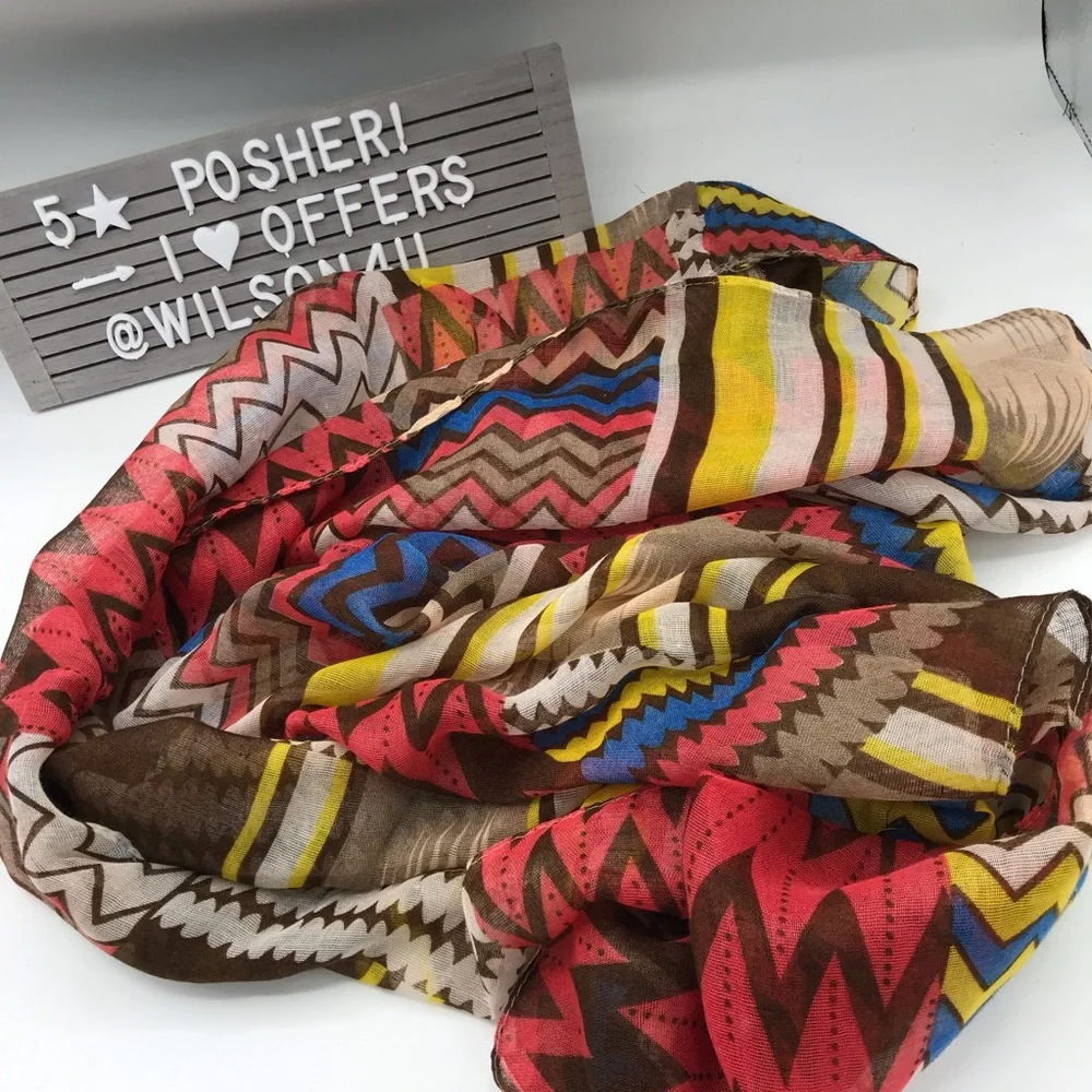 Bohemian Chevron Pattern Infinity Scarf 20” x 33”